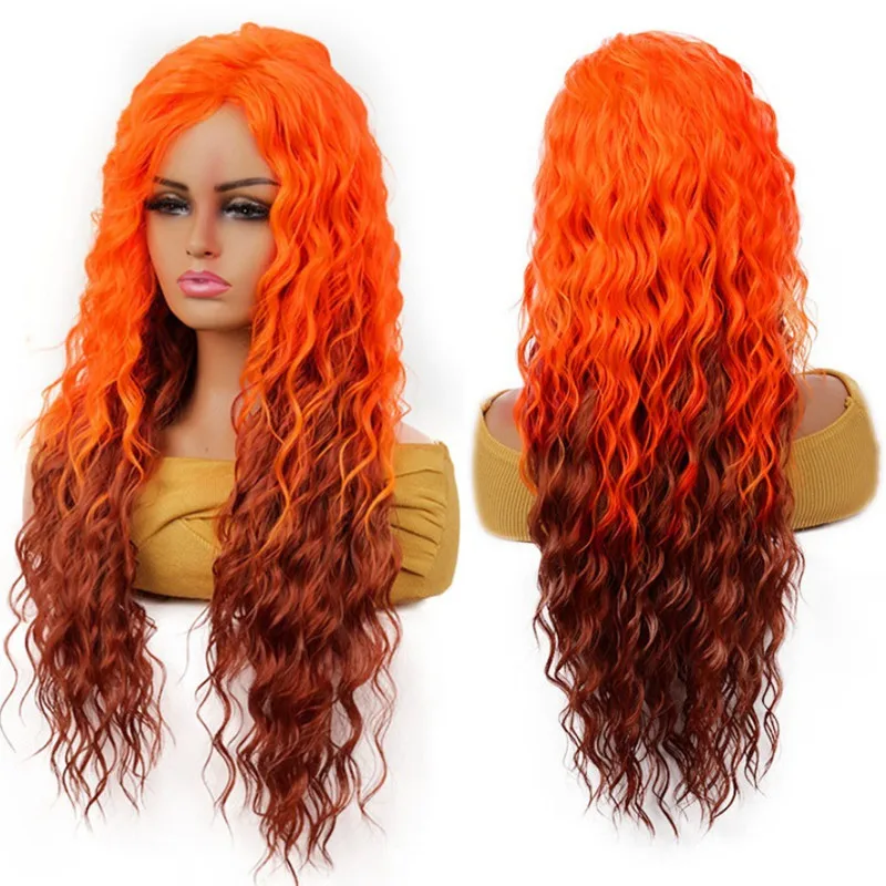 

Высококачественные парики из синтетических волос для женщин Длинные вьющиеся парики Женские натуральные и волнистые женские парики Оранжевый Розовый Коричневый Светлый парик Женский