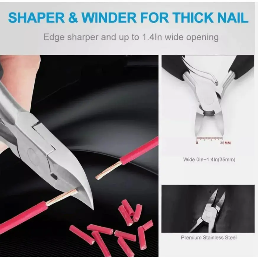 1pc Tagliaunghie professionale per unghie dei piedi Strumento per unghie incarnite Unghie spesse Pelle morta Rimozione dello sporco Taglierina per unghie con lama curva super affilata