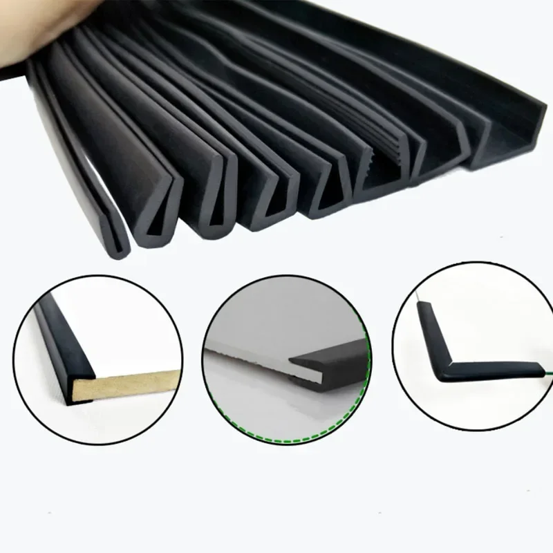 1-5M Black U Shaped Rubber Edge Sealing Strip U Section Protector Edges Shield Encloser Sealing For Car Doors、Glass、Metal Panel