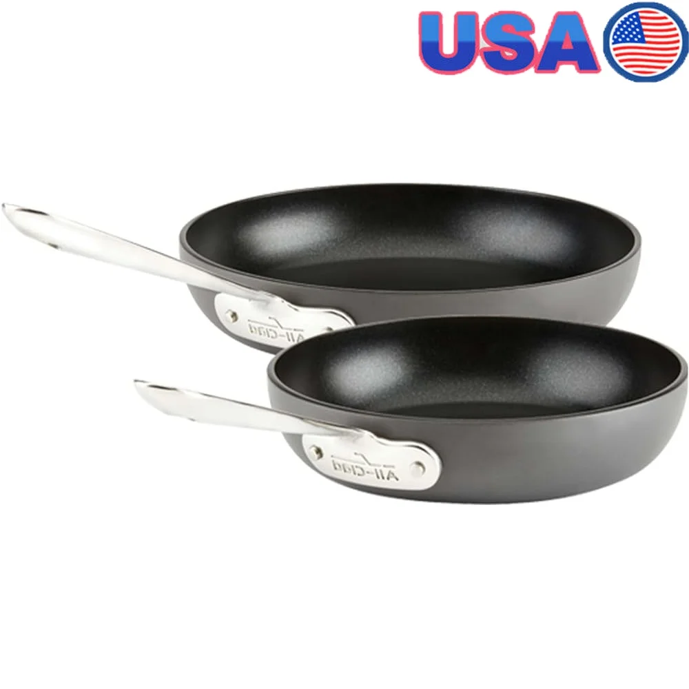 

HA1 Hard Anodized Nonstick Fry Pan Set 2 Piece Induction Oven Safe Kitchen Cookware Heavy Gauge Aluminum Easy Release