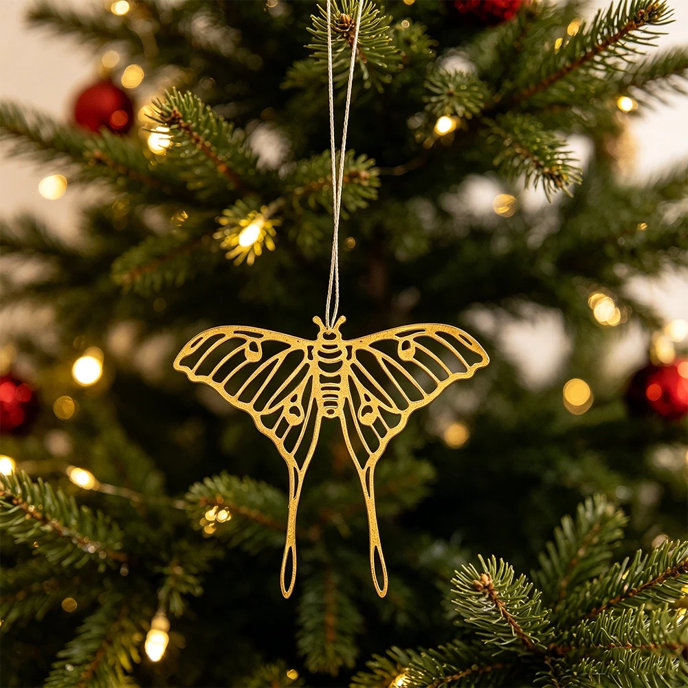 Boho Style Golden Hollow Luna Moth Charm Brass Pendant For DIY Jewelry Making Necklace Earring Suncatcher Christmas Ornament