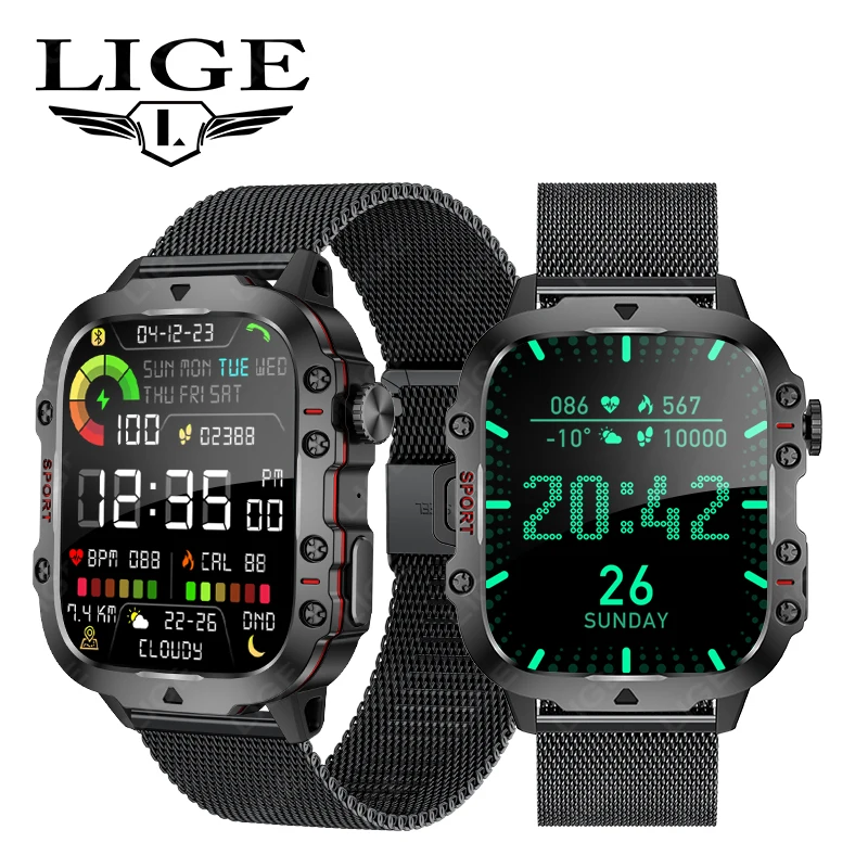 

LIGE Smart Watch Sports Fitness 24Hours Health Monitoring Blueteeth Call Voice Assistant Waterproof For Android IOS SmartWatch