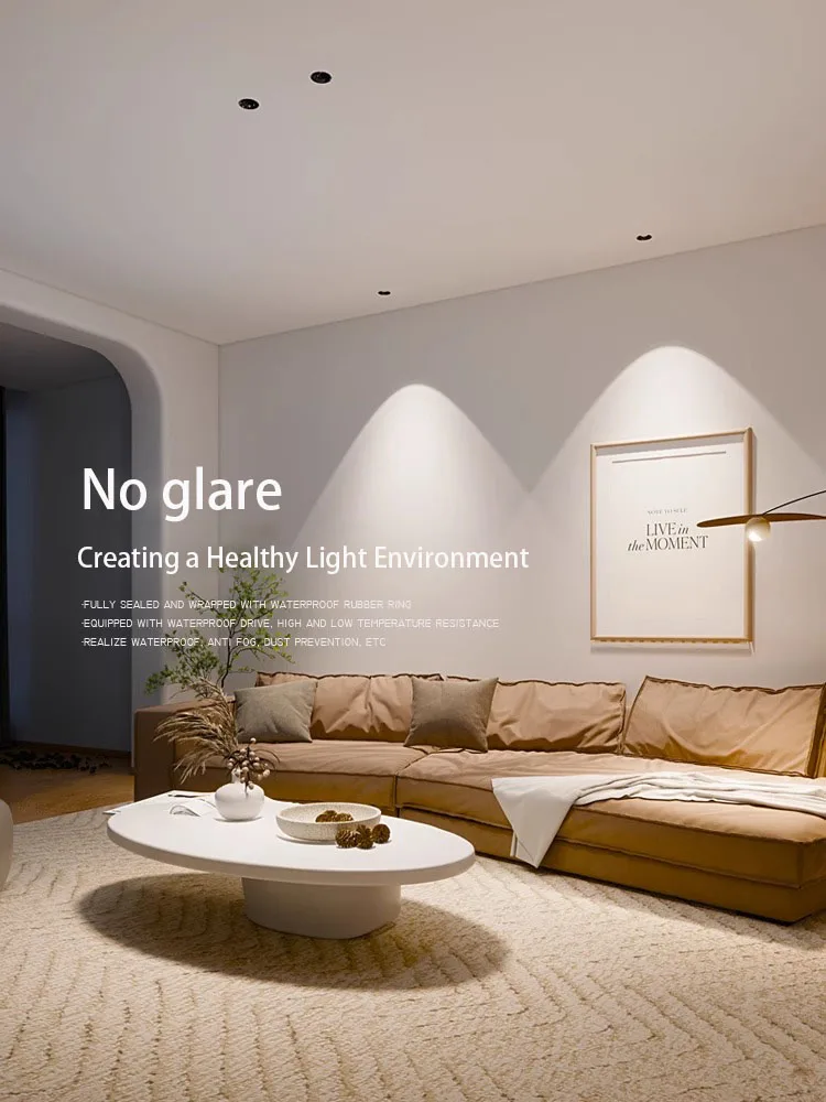 LED Spotlights Ultra Thin Anti Glare Spot Light Recessed Round Ceiling Lamp Adjustable Angle Lights 5W 7W 12W COB Foco For Home