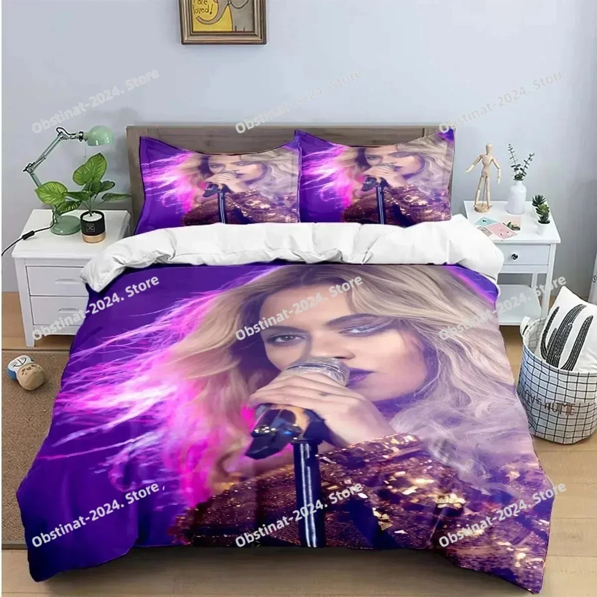 Pop Female Singer B-Beyonce Bedding Set Printed Comforter Quilt Bed Cover Duvet Cover Pillow Case 3 Pieces Sets Kids Adult Size