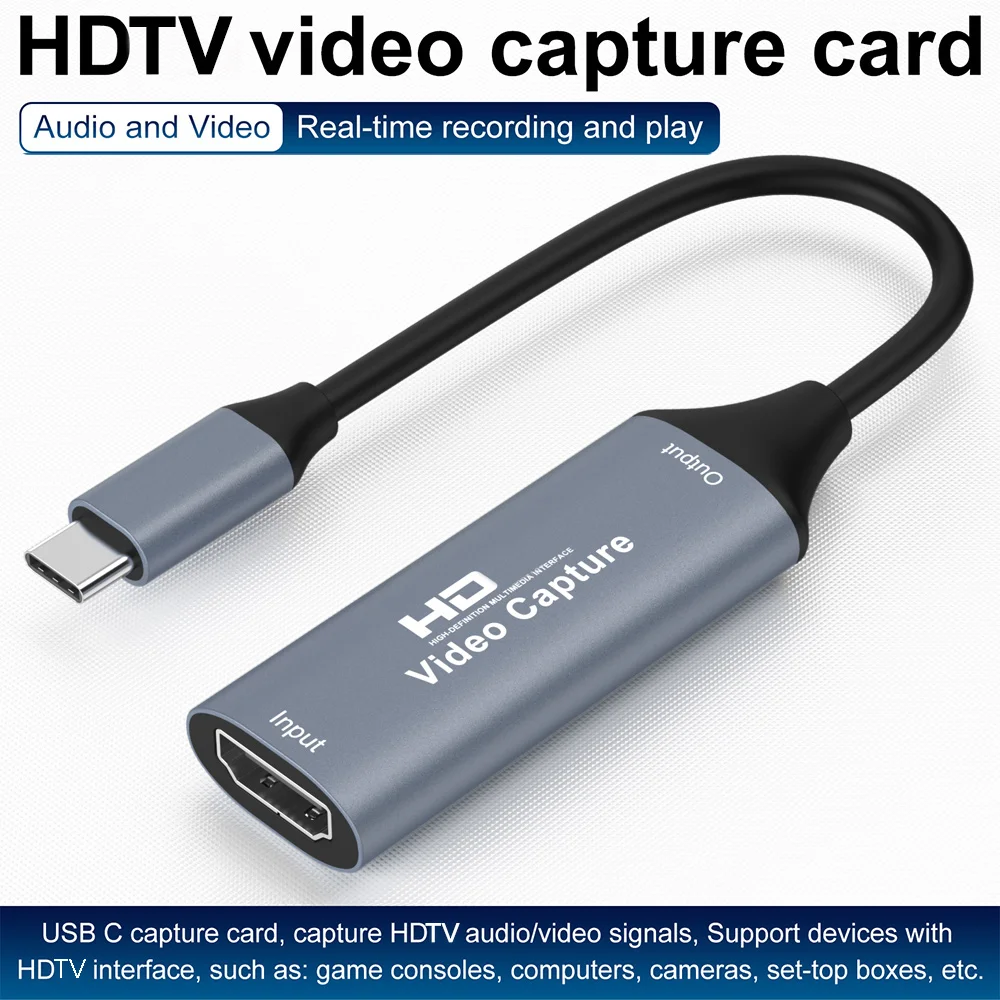 HD 4K Video Capture Card USB 2.0 HDTV Video Grabber Record Box for PS4 Game DVD Camcorder Camera Recording Live Streaming