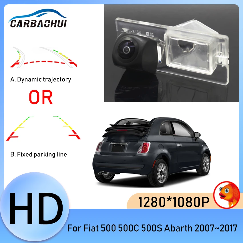 Car Reversing Rear View Camera Dynamic trajectory Night Vision Waterproof For Fiat 500 500C 500S Abarth 2007~2015 2016 2017