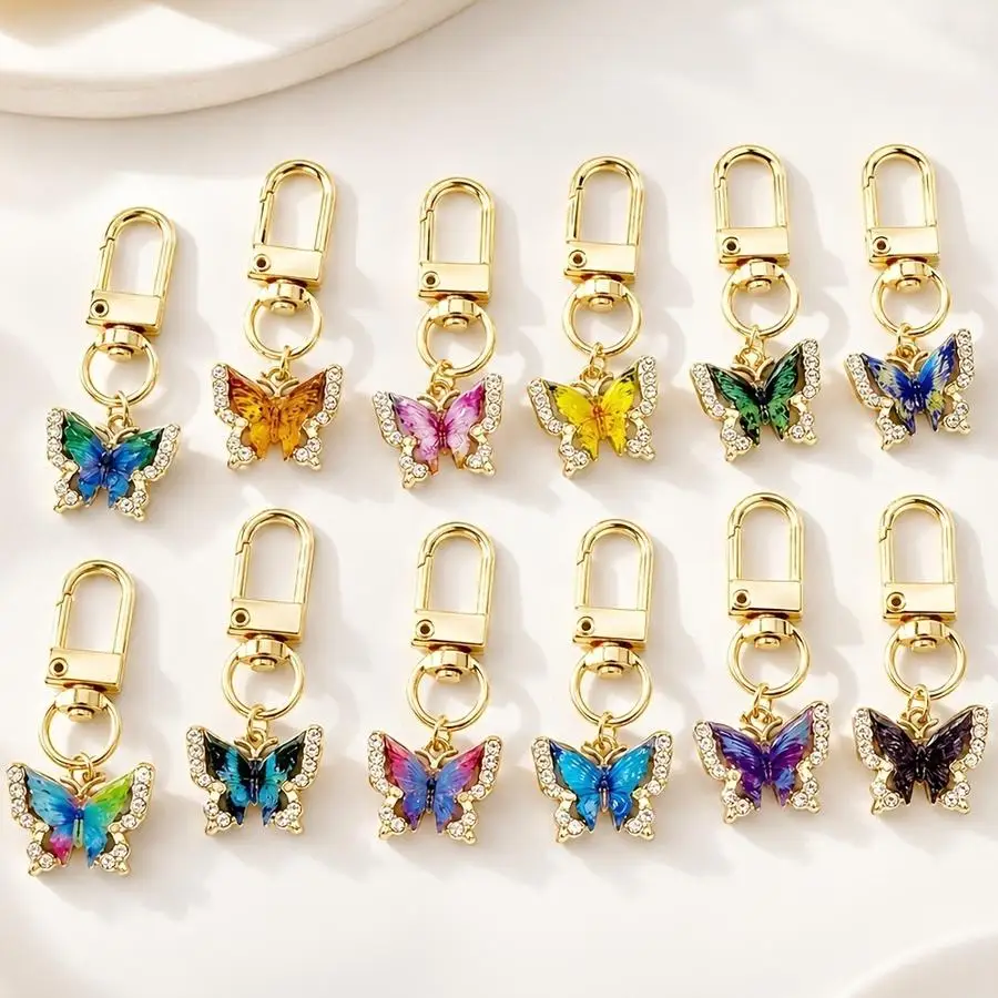 1/5/10/20/50/100pcs Colorful Butterfly Keychain Set (10 or 12 Pieces), Random Color, Ideal Birthday Gift for Women and Ladies, M