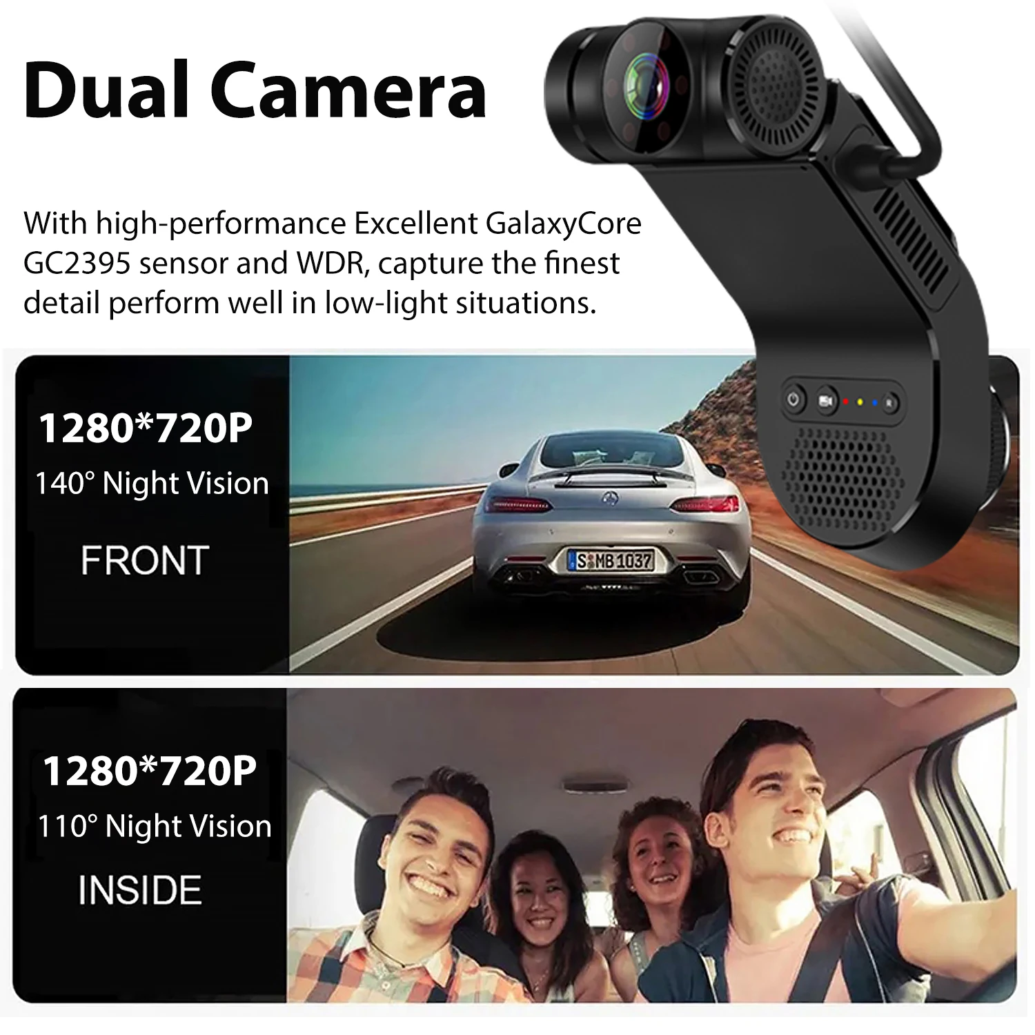 4G Night Vision Dash Cam GPS Dual 720P Video Recorder WiFi Hotspot 24H Parking Monitor Remote Live View For Cab Sharing Driver