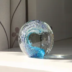 Pure Handwork Earth Sea Breeze Decoration, Glass Ball, Birthday Gift, Trophy Wave Ball, Small Landscaping Handicrafts