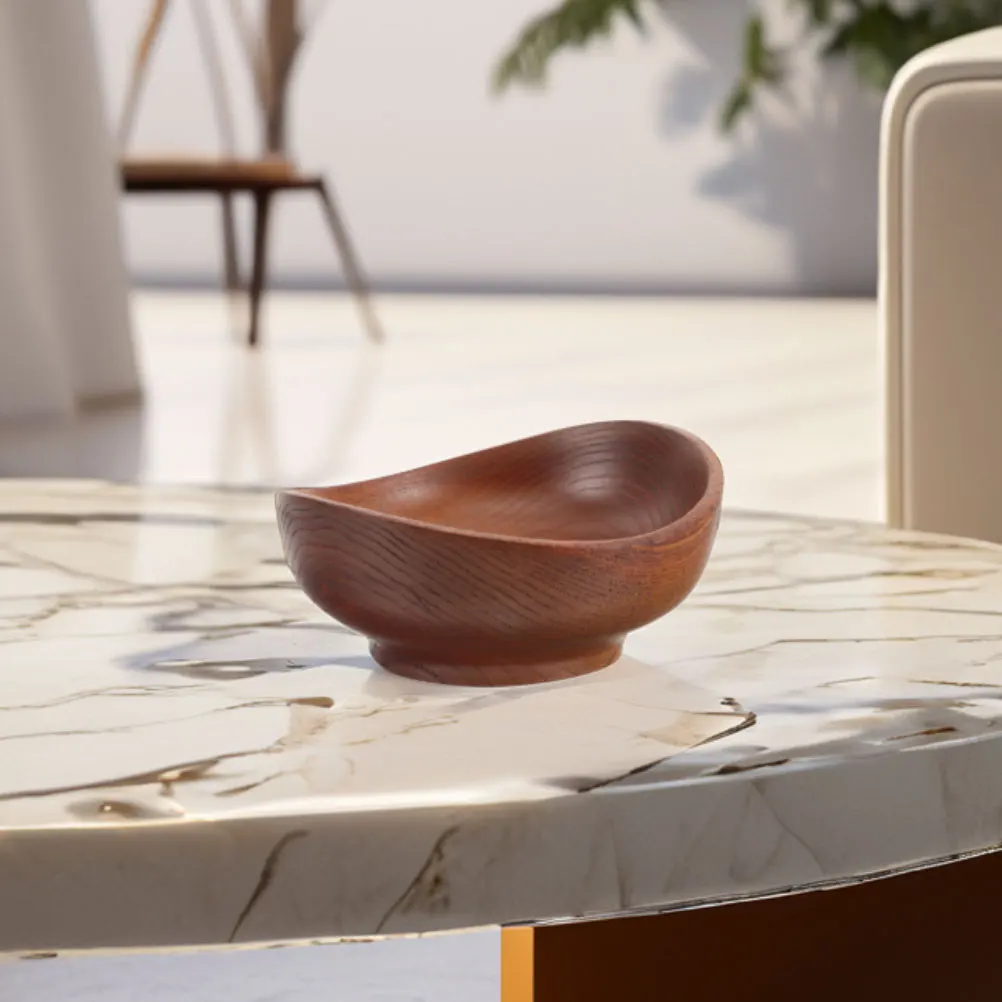 

2 Pcs Jujube Wood Bowl Kitchen Serving Salad Bowls Decor Dining Table Fruit Decorative