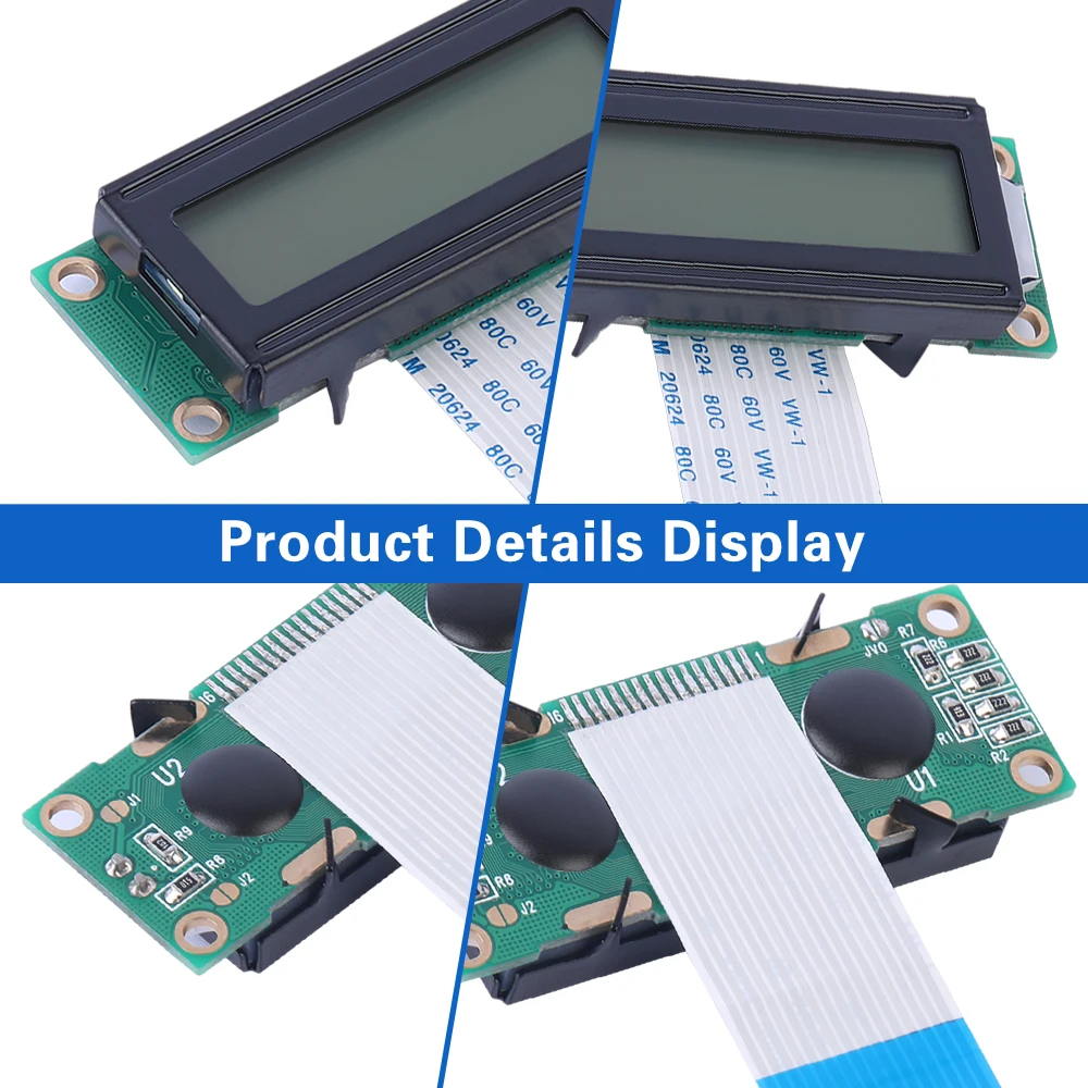 그레이 필름 블루 문자 LCD 화면, ST7066U LCD/LCM 디스플레이 화면, 02x16 LCD 16X2 1602 16 핀, 5V 컨트롤러, 1602A-20-1A 문자