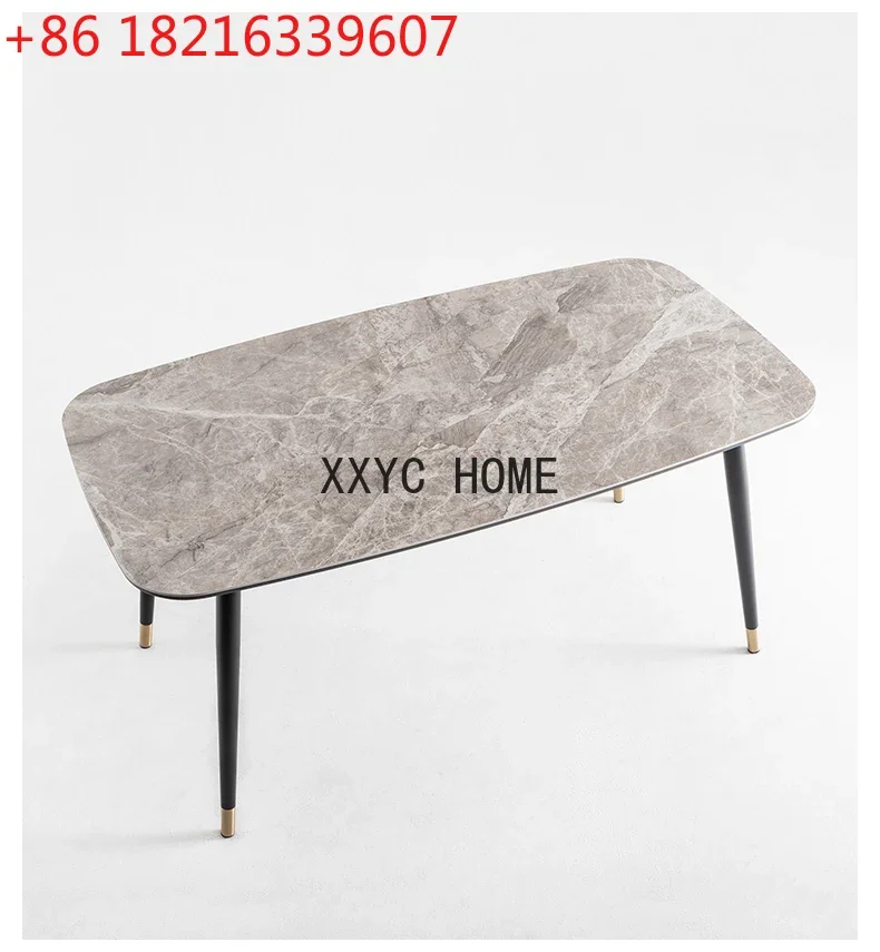 Table à manger de la série Light Luxury Stone Plate/Table nordique rectangulaire, style moderne et simple, table de salle à manger pour la maison, table de cuisine