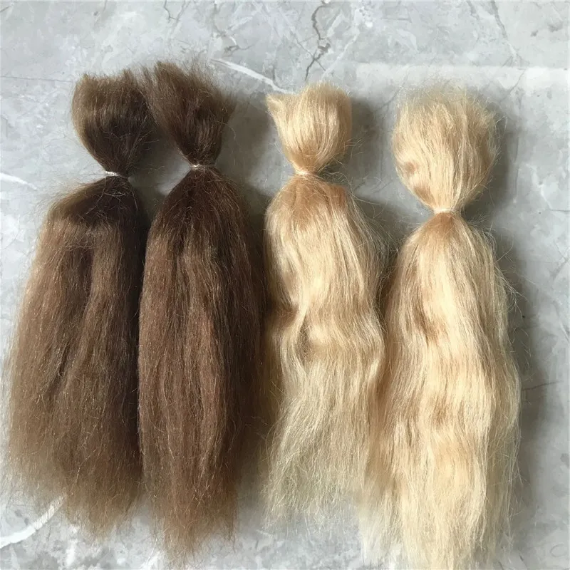 8 Farben wieder geborene Puppe reines Mohair schwarz weiß goldbraun Farben diy bjd Puppe wieder geborene Puppe Mohair Perücke Zubehör