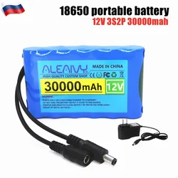 Aleaivy 12V 30000mah 18650 portable super rechargeable lithium-ion battery pack AC/DC 12.6v 30Ah CCTV camera monitor+1A charger