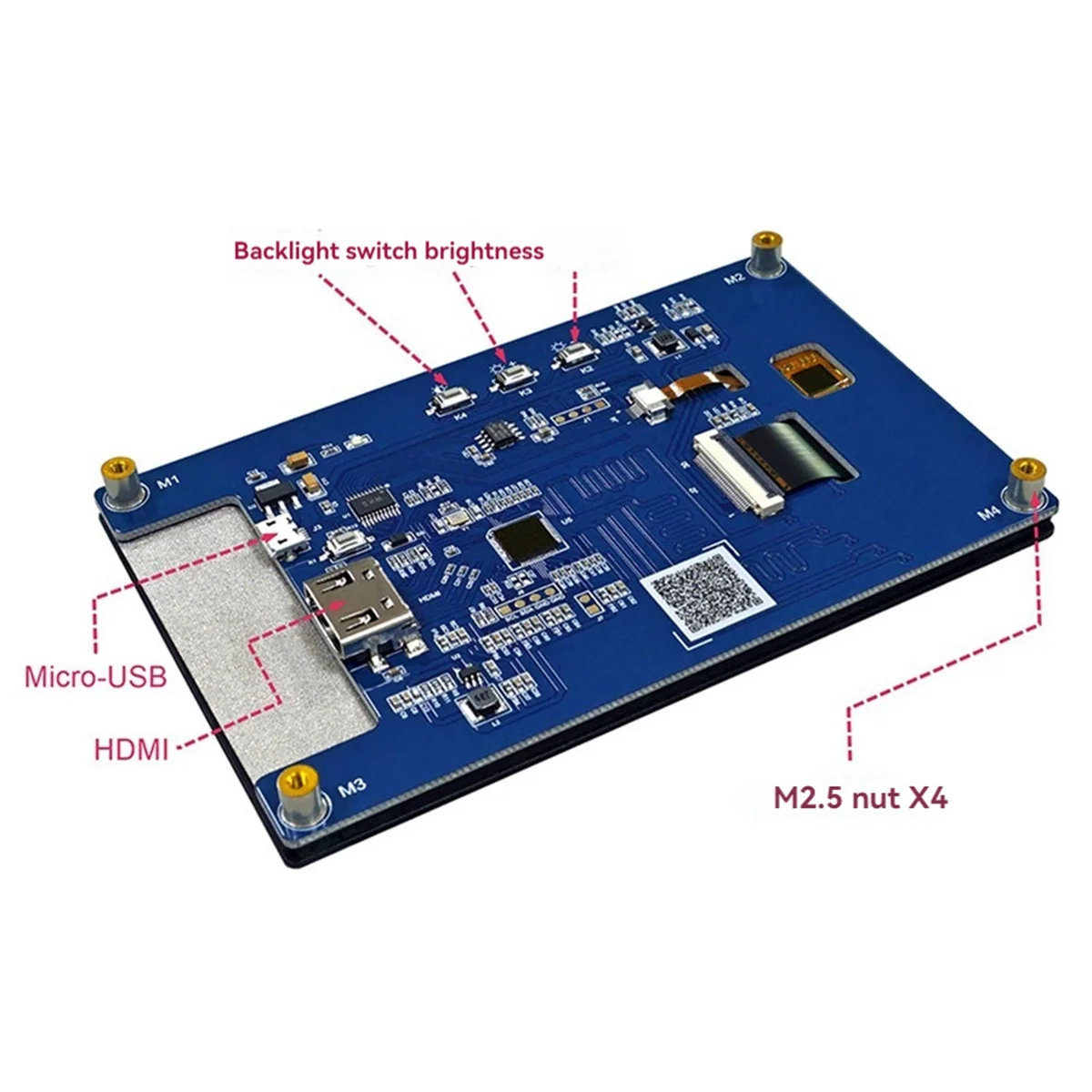 For Raspberry Pi 5 Display 5 Inch Capacitive Touch Screen HDMI-Compatible for Raspberry Pi 4B/3B/Orange Pi LCD Display