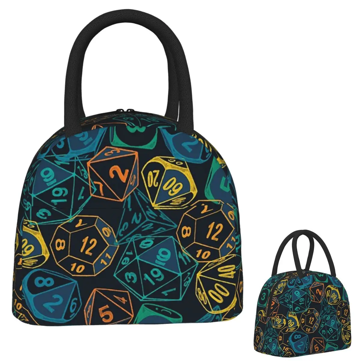 

RPG Dice Teal Cluster Insulated Lunch Bag for Women Children Portable Food Boxes Thermal Lunch Box Tote