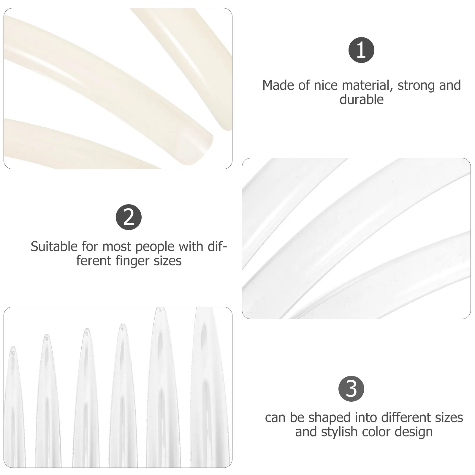 

44Pcs Full Cover Nail Tips Transparent False Nails Long Curved Fake Nails for DIY Manicure Women Salon Home Use Nail Art Decor