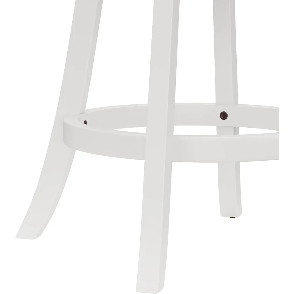 Swivel Stool with Rectangular Lattice Back, Counter Height, White