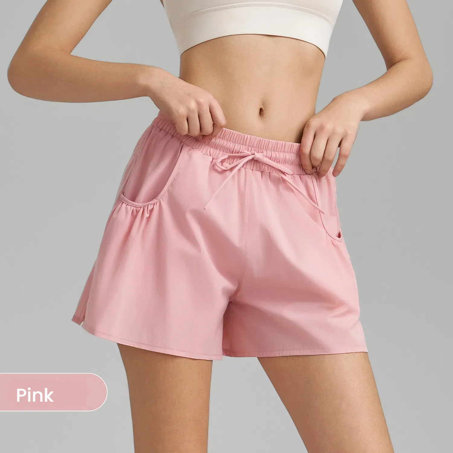 

High-Waisted Yoga Shorts Anti-See-Through Quick-Dry Workout Shorts for Women's Clothes Tummy Control Fitness Shorts with Pockets