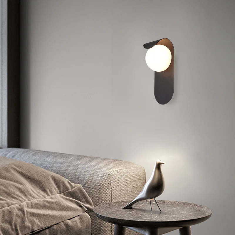 Lámpara LED de pared para pasillo, lámpara de pared de fondo, estudio de hotel, pasillo, dormitorio, mesita de noche minimalista nórdica pequeña