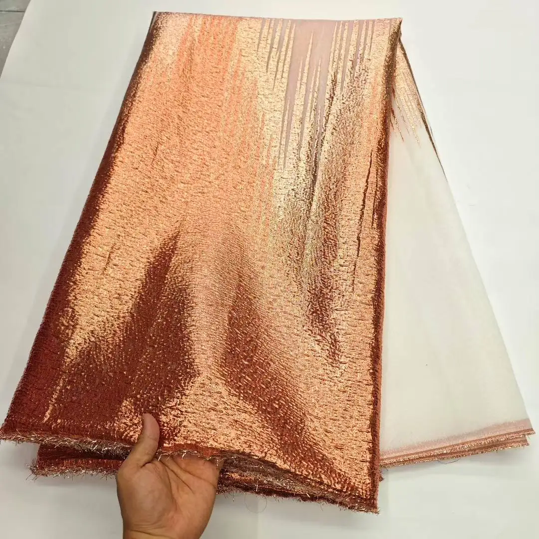 جديد الأفريقي الديباج النسيج الجاكار الأورجانزا الدانتيل 2025 النيجيري الدمشقي التدرج الدانتيل الفرنسية صافي المواد بروكارد Tissu #5