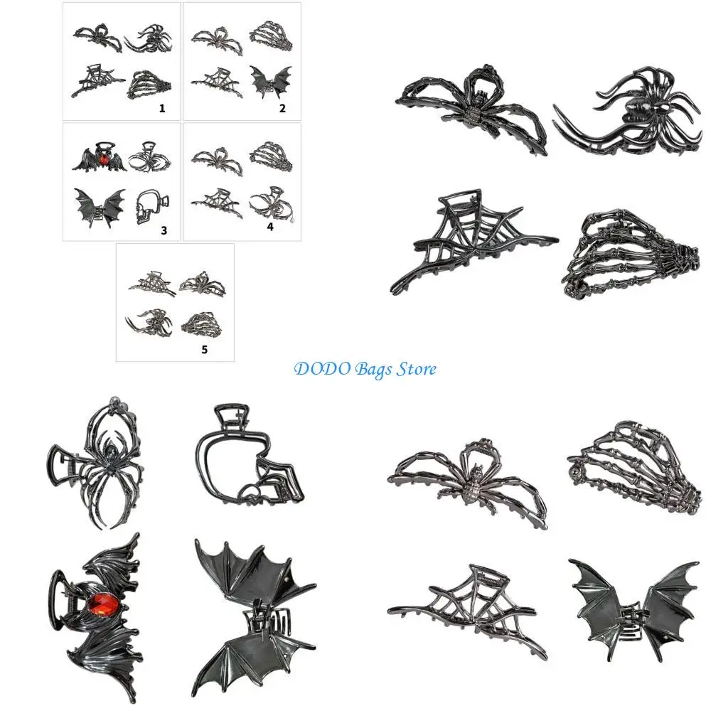 

Halloween Bat Hair Claw Clip 4Pcs Metal Hair Styling Accessories For Women