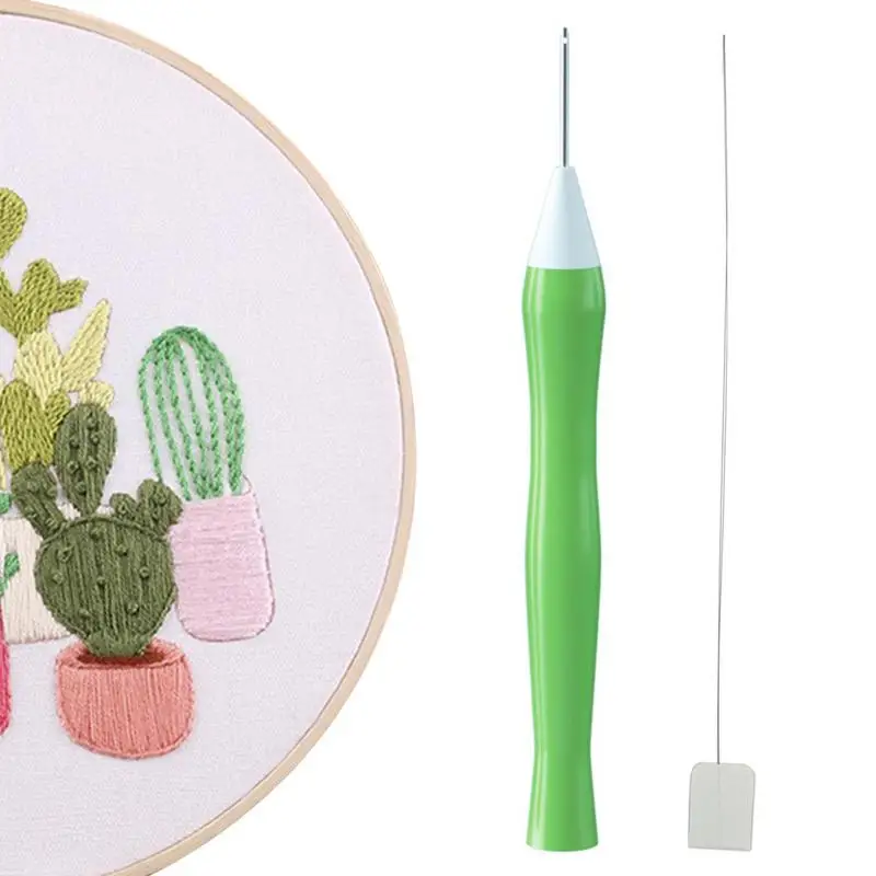 Embroidery Punch Needle Kit Wooden Yarn Pen Crochet Knitting DIY Craft Rug Embroidery Pens With Needle Cross-StitchTool