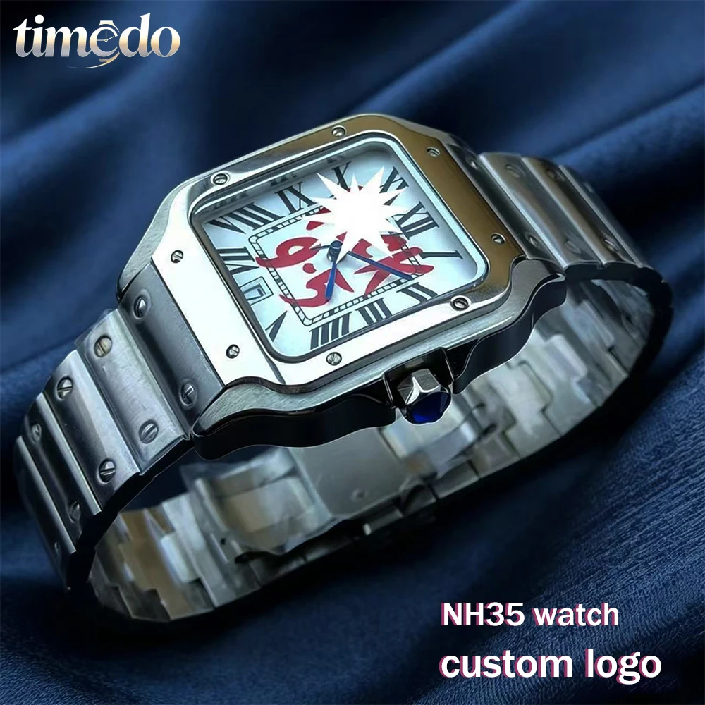 38mm NH35 watch high-quality men's watch square watch can be personalized DIY logo suitable for MH35 movement