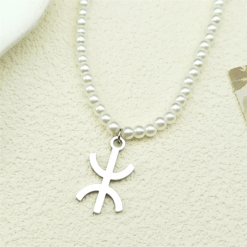 Afrika Berber Symbol Anhänger Halsketten Für Frauen Männer Edelstahl Perle Afrikanische Berber Kabyle Stil Kette Schmuck Geschenke – Detail 6