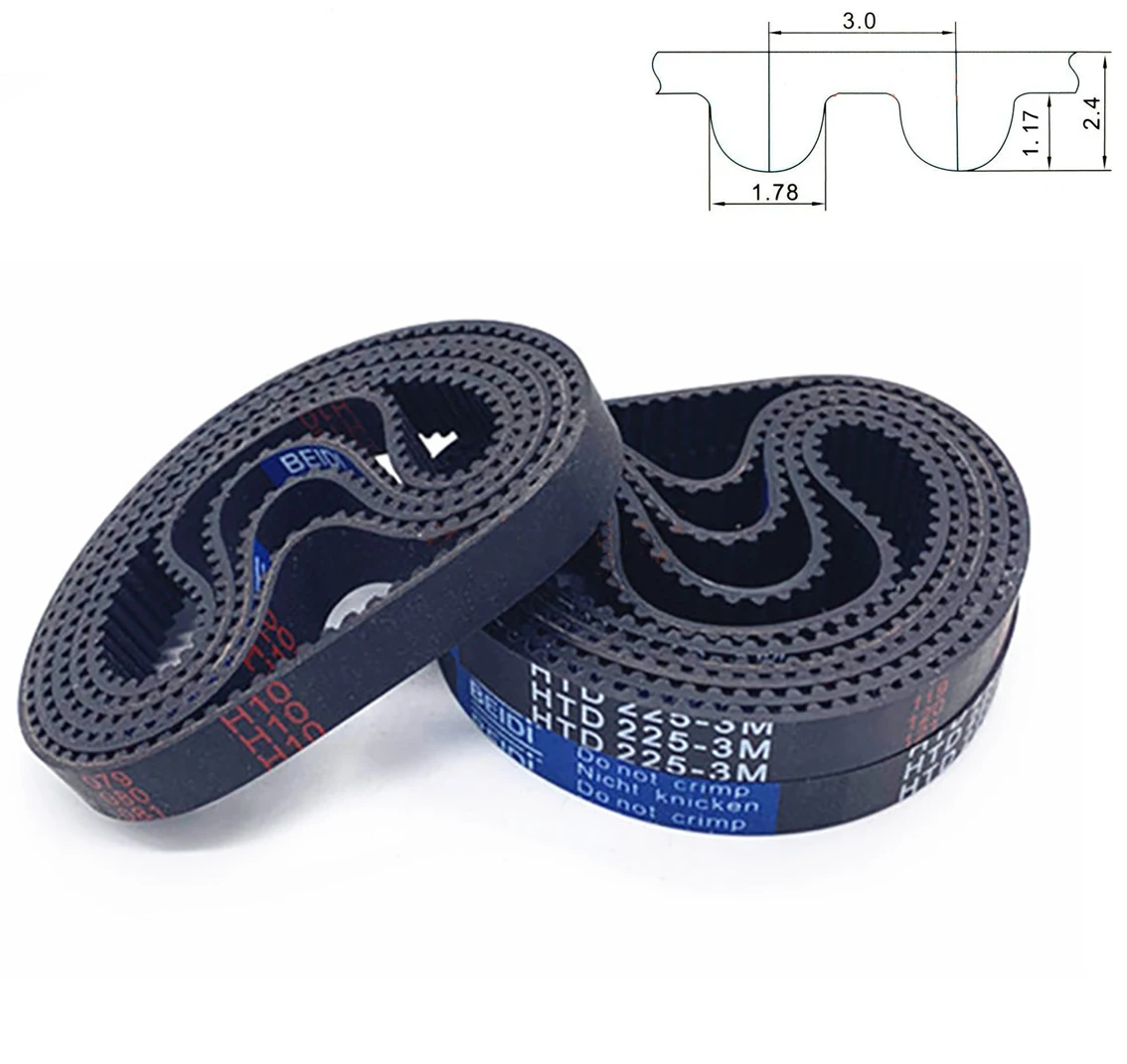 1Pcs HTD3M Teeth 57-67 Width 6/10/15/20mm Black Rubber Closed Loop Timing Belt Perimeter 171mm to 201mm For CNC /Step Motor