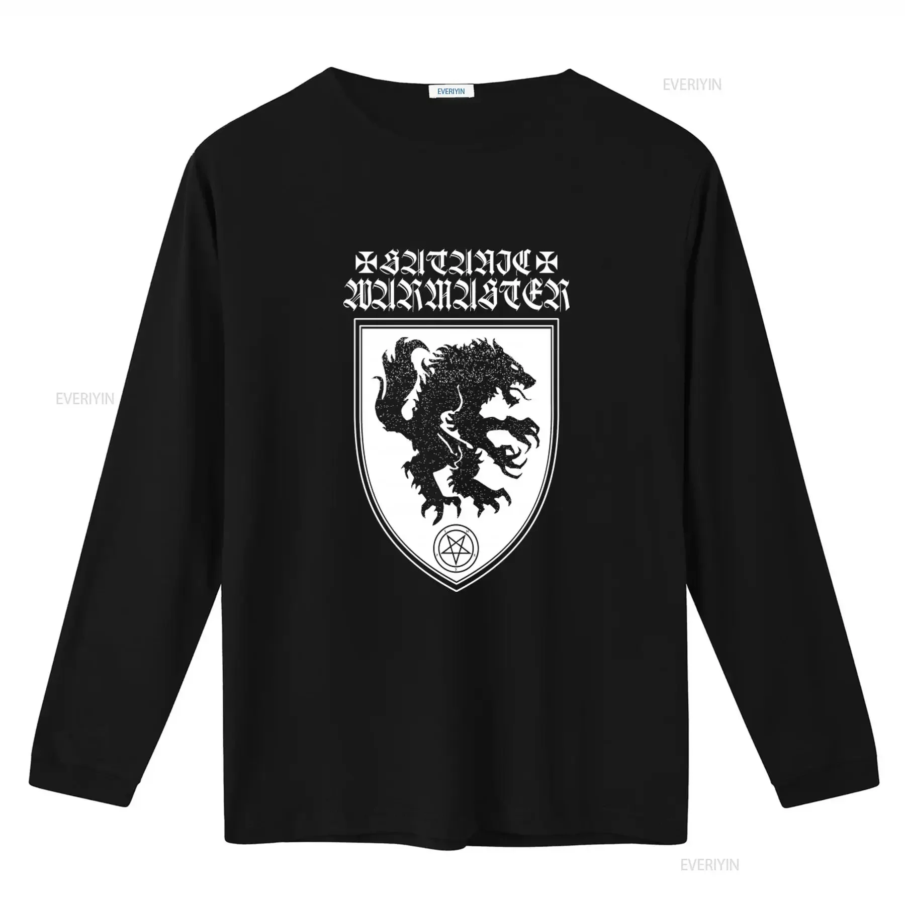 SATANIC WARMASTER Black T shirt with Wolf and Pentagram Design for Men vintage Washed Breathable Soft Stretched Unisex
