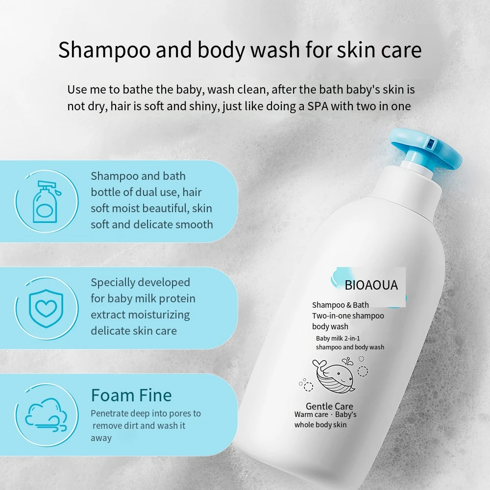 500ml Baby Milk 2-in-1 Shampoo and Body Wash Plant Extract Soft Smooth and Moisturizing Skin Bath Lotion Baby Shower Gels