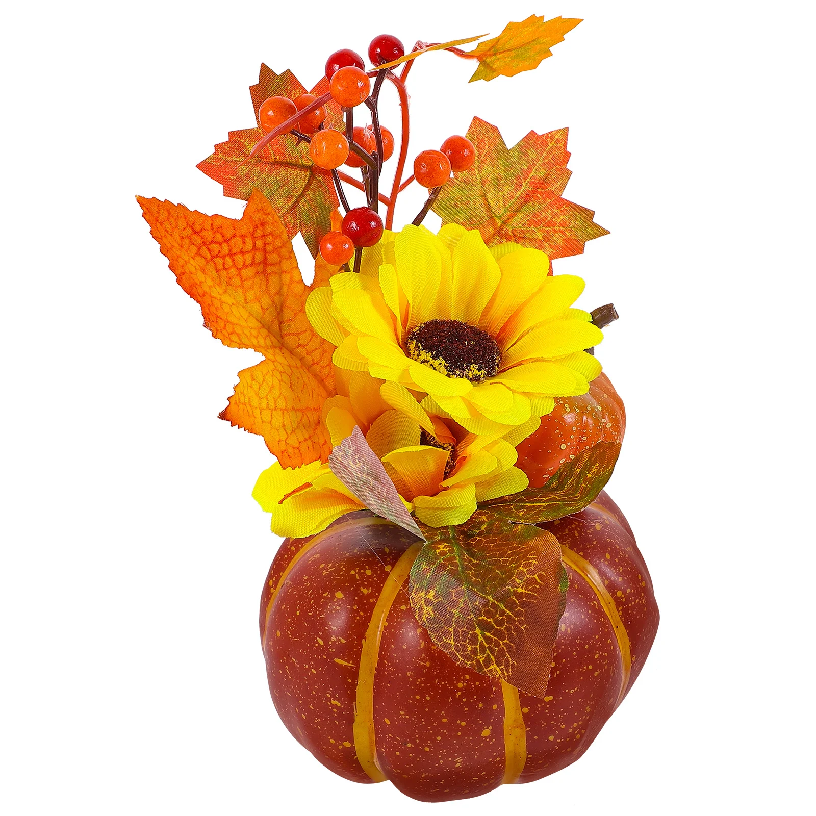 

1pc Simulation Sunflower Red Maple Leaves Pumpkin Ornaments Premium Silk Desktop Decor Thanksgiving Decoration Artificial