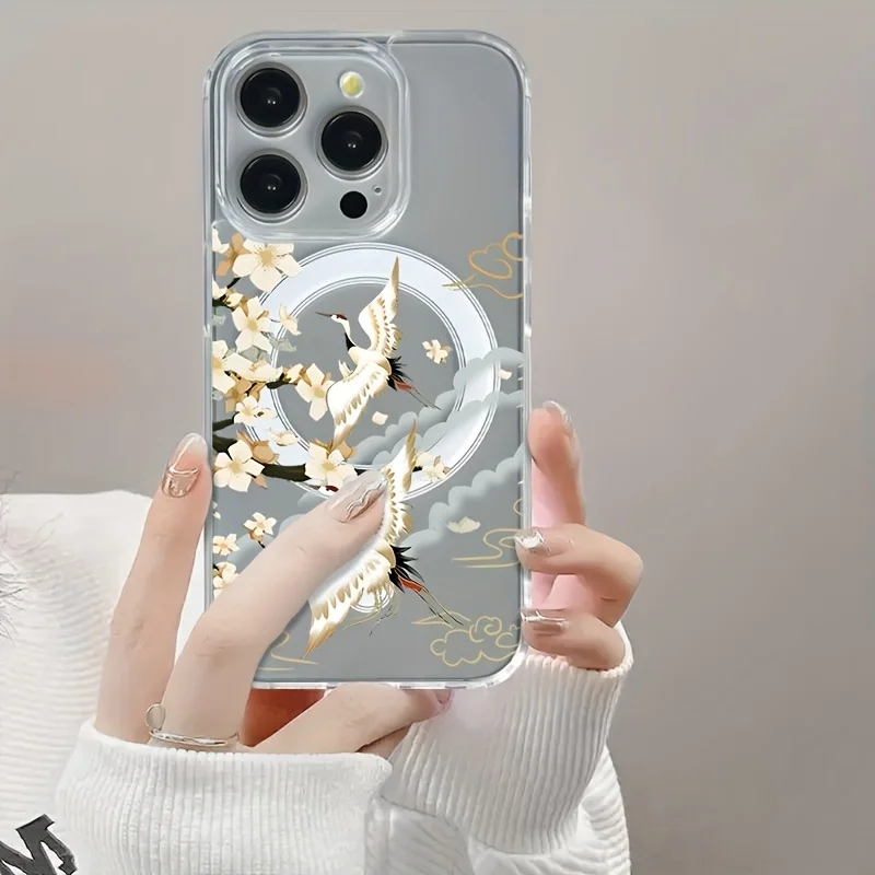 

Pink Butterfly Pattern Magnetic Magsafe Transparent Phone Case For iPhone 16 15 14 13 12 11 Pro Max 15 16 Plus 13 14 Pro Cover