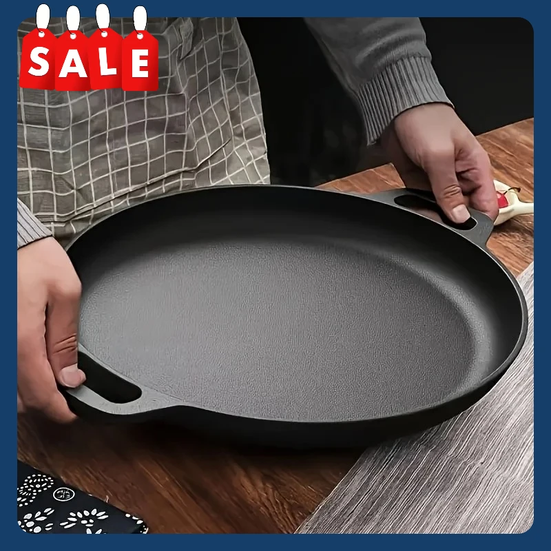 Meistverkaufte multifunktionale Gusseisen-Bratpfanne, antihaftbeschichtete Pfanne, geeignet für Herd und Outdoor-Kochen, runde Grillplatte