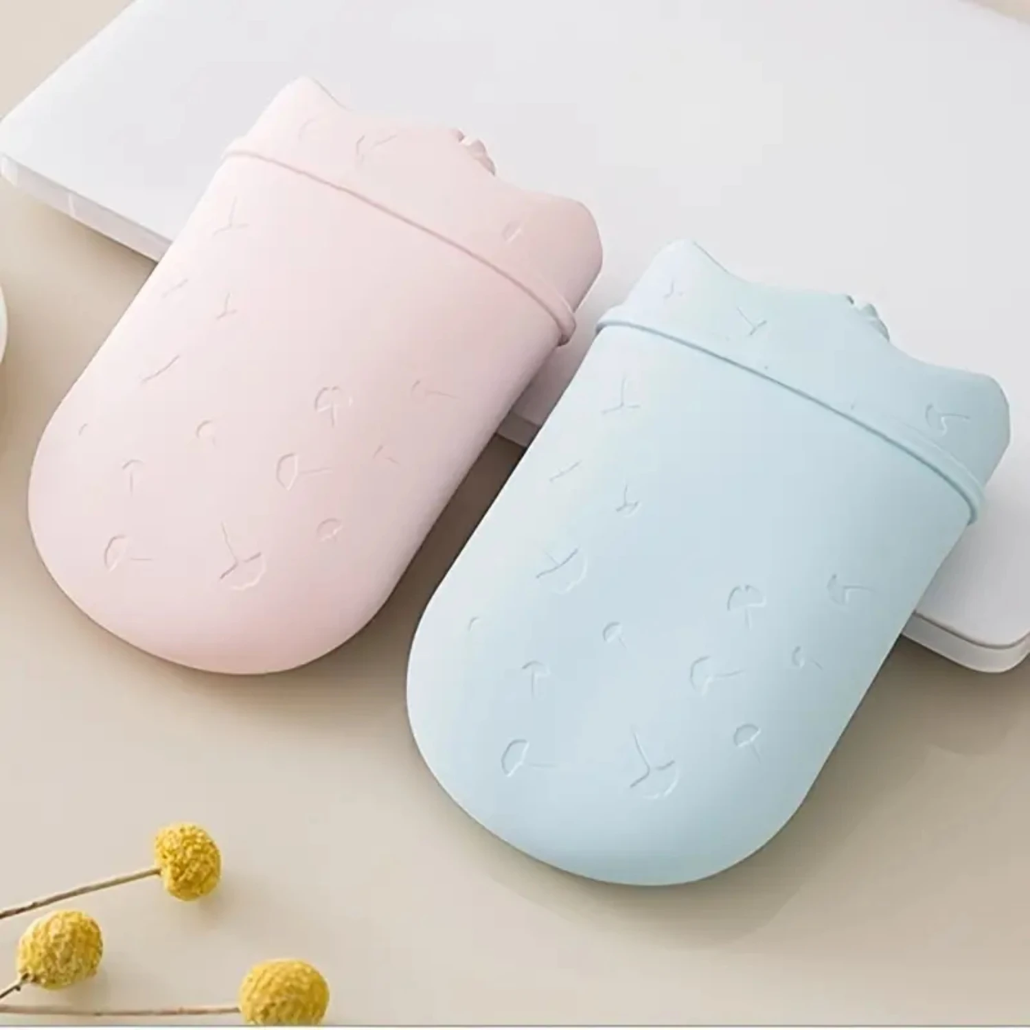 Stay warm and cozy with this cute, eco-friendly, and durable big size 500ml & 300ml silicone hot water bag bottle hand warmer! I