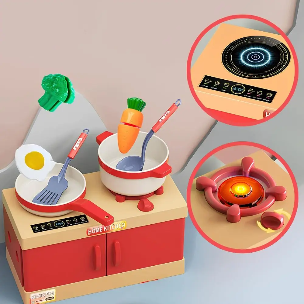 Fun Cooktop Play Cooking Set Cooking Utensils Kettle Kitchen Playset Pot Pan Play House Simulation Children's Educational Toy