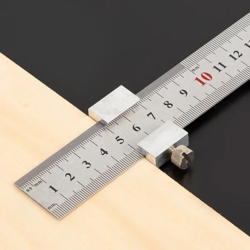 Metal Carpenter Carpentry Square Woodworking Tools Carpentry Steel Ruler Positioning Limit Block Measuring Marking Gauge