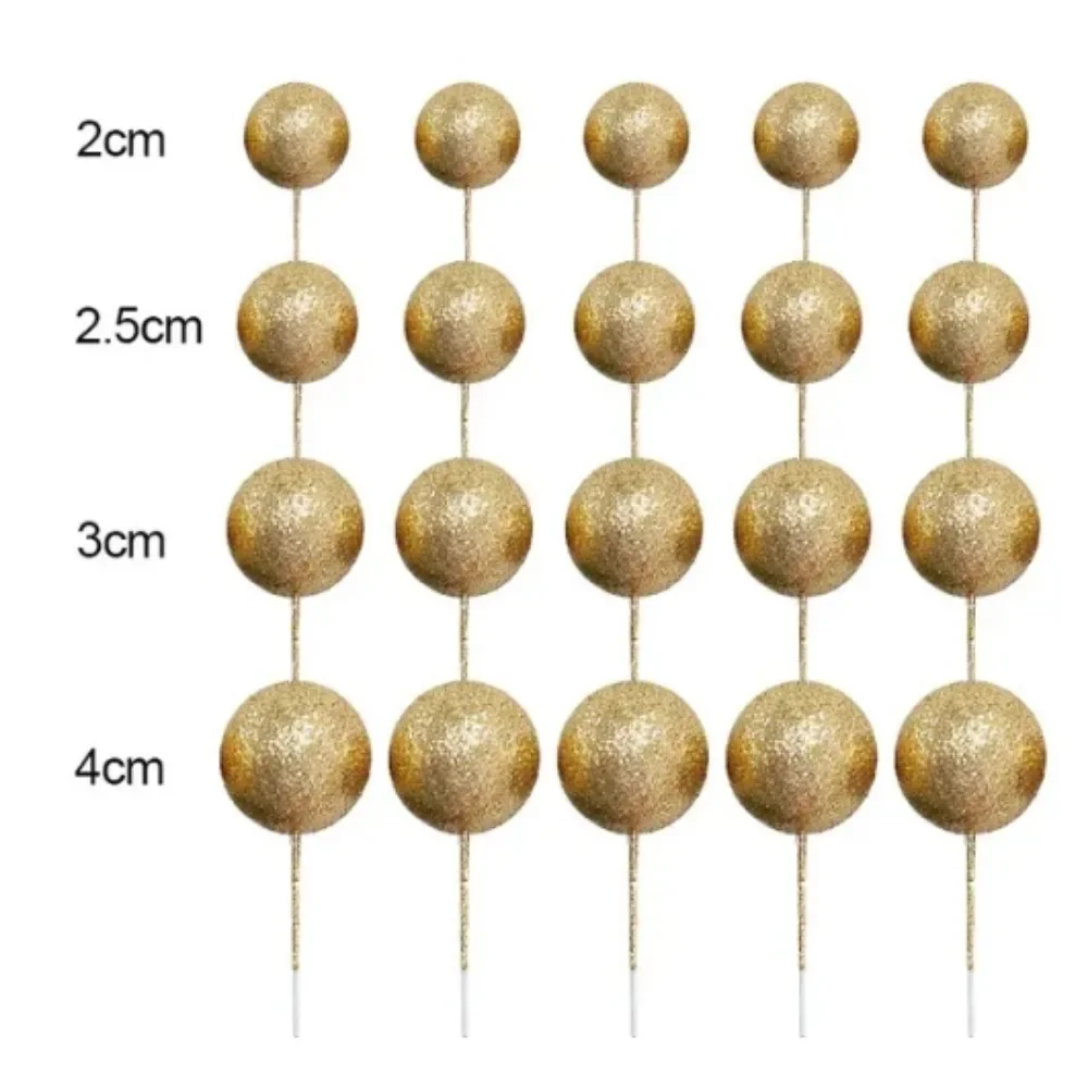 20Pcs Balls Cake Toppers 2-4cm Different Size Colorful Balls Cake Toppers for Brithday Wedding Christmas Decorations 2024