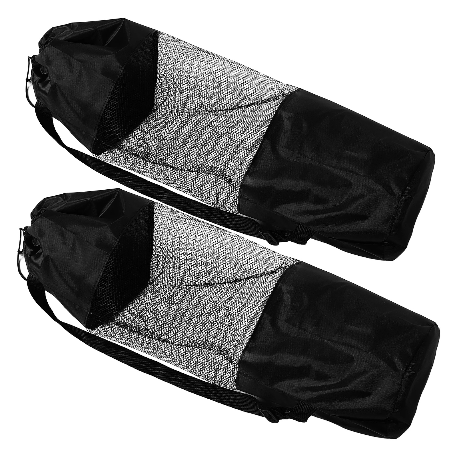 

2Pcs Yoga Mat Carrier Bag Breathable Mesh Oxford Cloth Drawstring Closure Shoulder Tote Large Capacity Multi Functional Storage
