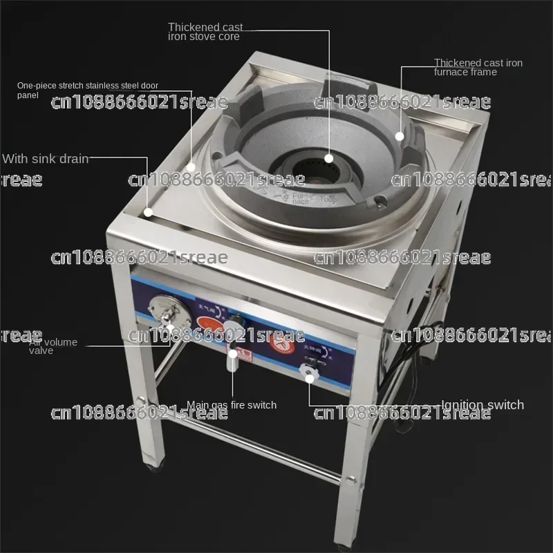 

Stainless Steel Fierce Fire Stove Commercial Wok Gas Burner High Pressure Single-cooker Cooktop Liquefied Gas Stove For Kitchen