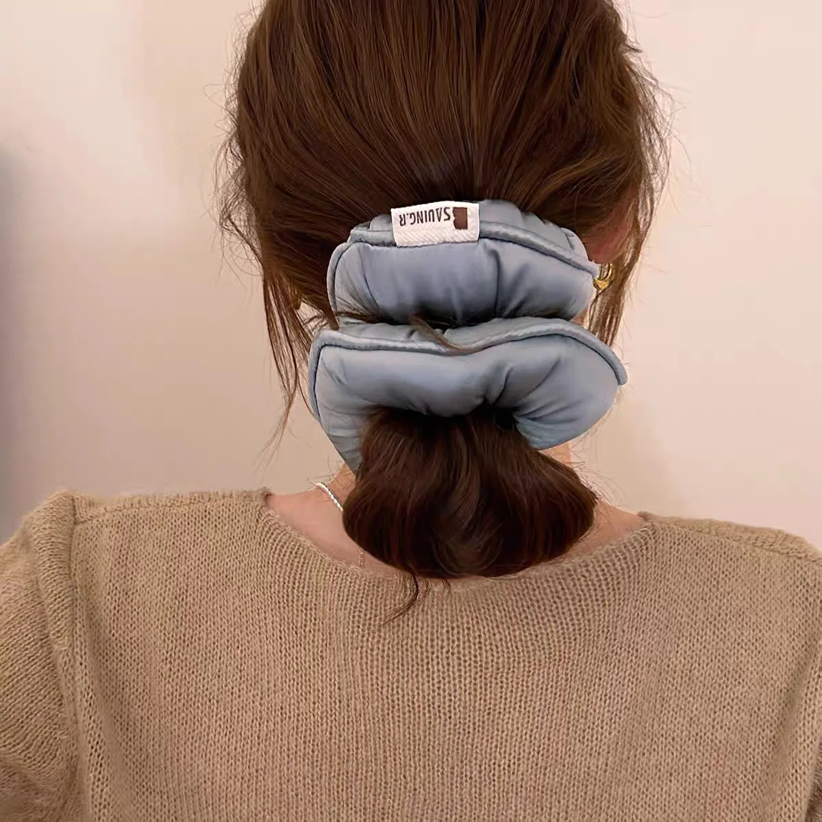 1pc Sleep Elastic Ponytail Holder Hair Scrunchies for Women Hair Accessories Girls Soft Solid Satin Filled Big Bands - view 5