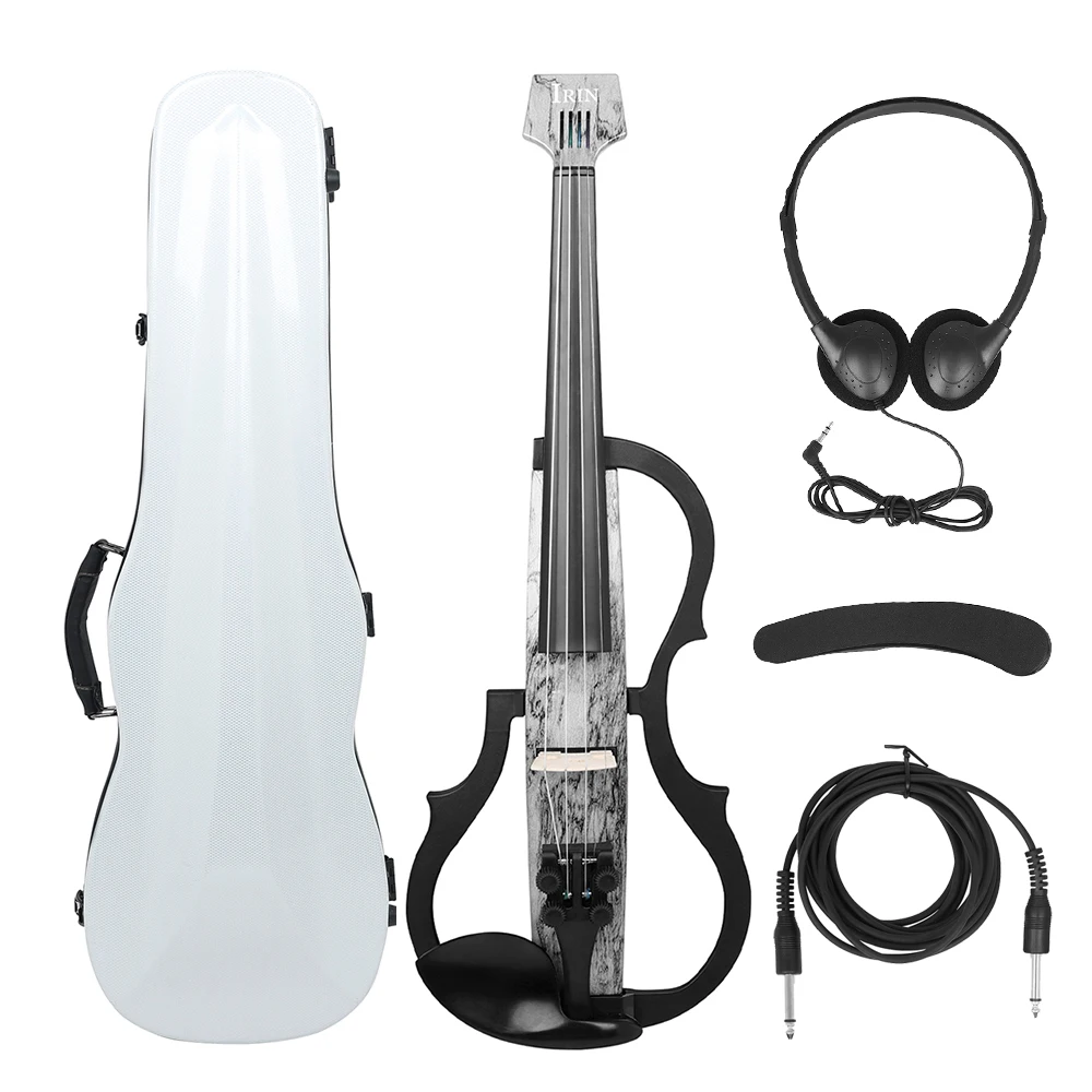 

4/4 Headless Electric Violin Carbon Fiber Fiddle With Bow Carry Case Headphone Cable Shoulder Rest Violin Parts & Accessories