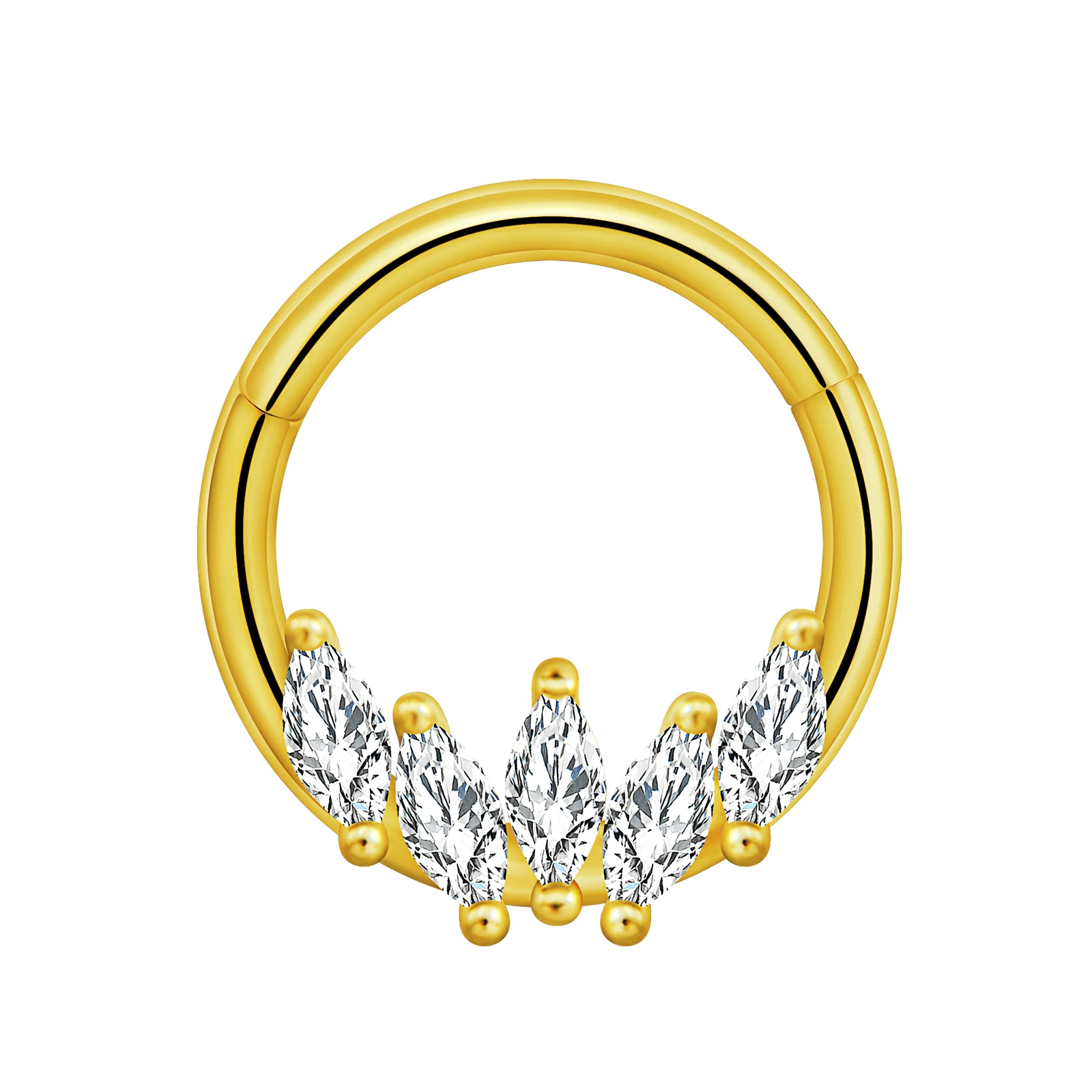 Stainless Steel Hinged Hoop Nose Rings with Butterfly Pattern