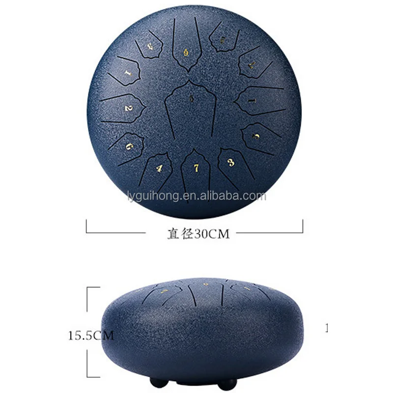 Hooqu Steel Tongue Drum 12 Inch 13 Tone Ethereal Hand Drum And Steel Tongue