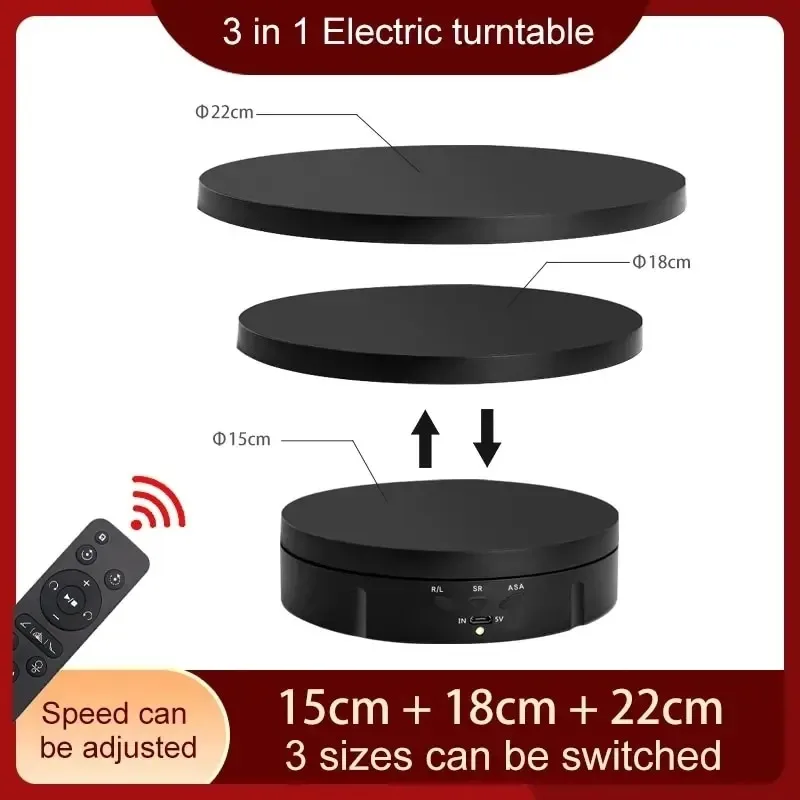 Electric Rotating Visualiser Display Stand,Turntable Regulation,Remote Control,3 Sizes,Video Shooting Prop, Shoe Jewellery,360 �