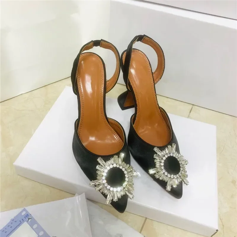 2026 European and American women's new high heels satin rhinestone sun buckle decoration fashion shoes - Image 6