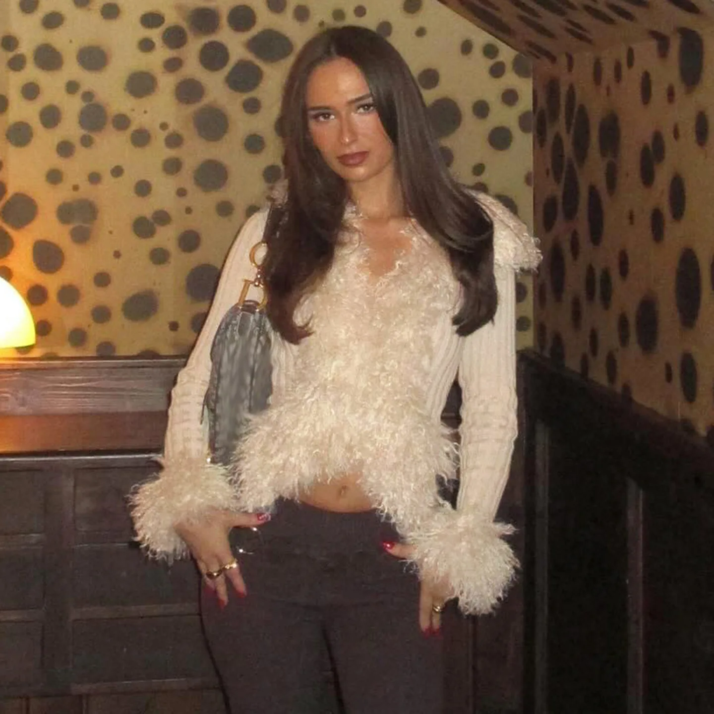 

Пушистое лоскутное вязаное пальто в рубчик, женское осенне-зимнее эластичное пальто с v-образным вырезом и длинными рукавами на молнии, тонкие повседневные кардиганы, куртки, уличная одежда