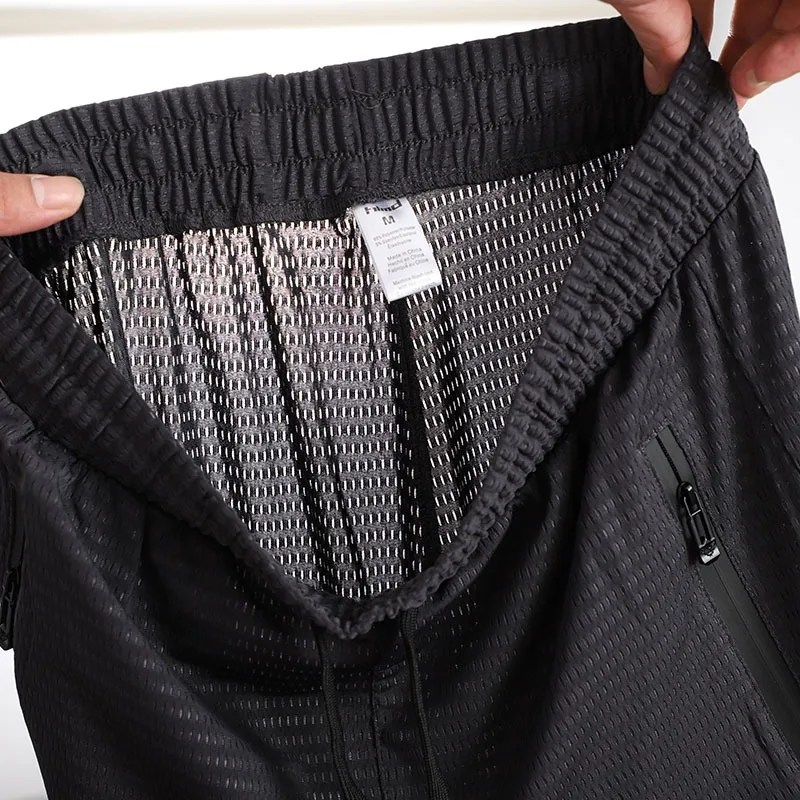 Ice Silk Sports Pants Men's Ultra-Thin Qui-Drng Me Loose Nine-Point Cuffed Trendy Summer Air Conditioning Casual Pants