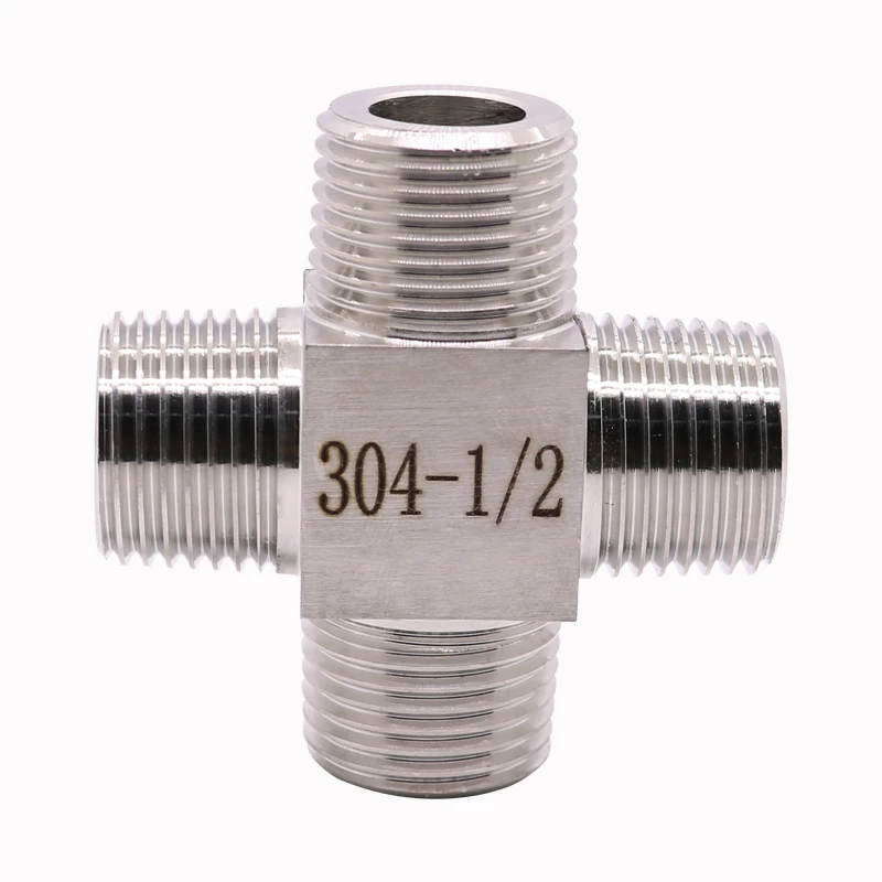 1/8 "1/4" 3/8 "1/2" BSP Männlichen Kreuz 4 Möglichkeiten Splitter Block 304 Edelstahl Rohr Fitting stecker Wasser Gas Kraftstoff – Detail 1